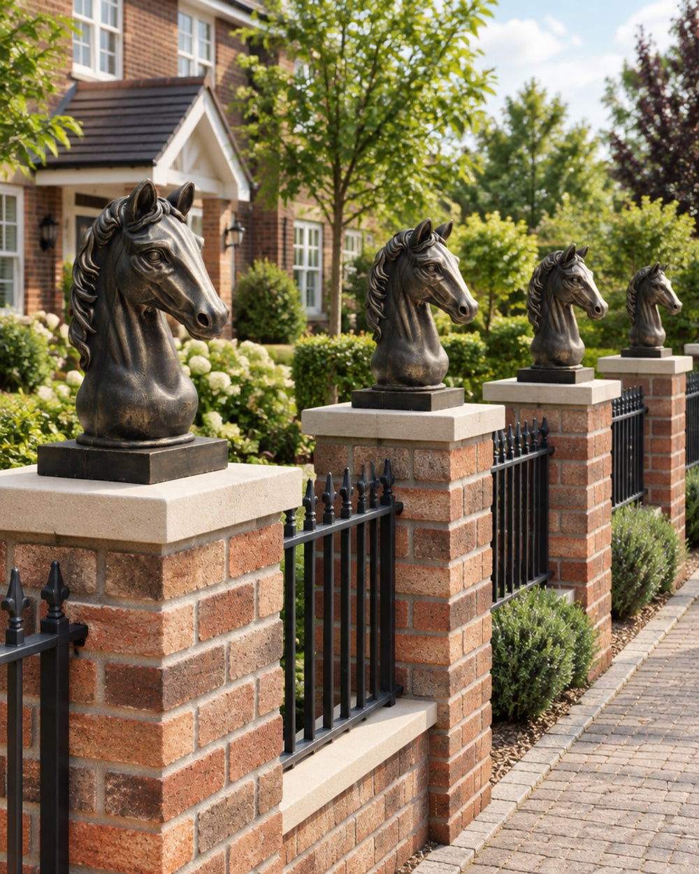 Imperial Stallion Horse Bust Statue | Premium Concrete Garden Ornament (single)