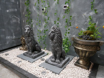 Peluno Royal Guardian Lion Statues (Pair) – Black & White Finish