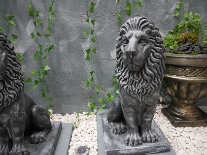Peluno Royal Guardian Lion Statues (Pair) – Black & White Finish