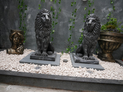 Peluno Royal Guardian Lion Statues (Pair) – Black & White Finish