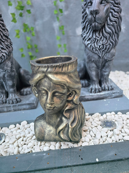 Peluno Athena Goddess Planter – Antique Gold Finish