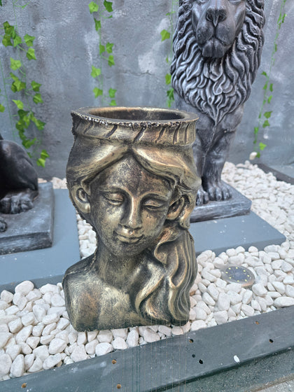 Peluno Athena Goddess Planter – Antique Gold Finish