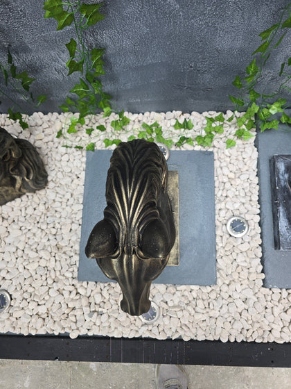 Top view of luxury concrete horse bust sculpture