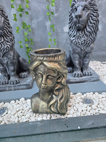 Peluno Athena Goddess Planter – Antique Gold Finish
